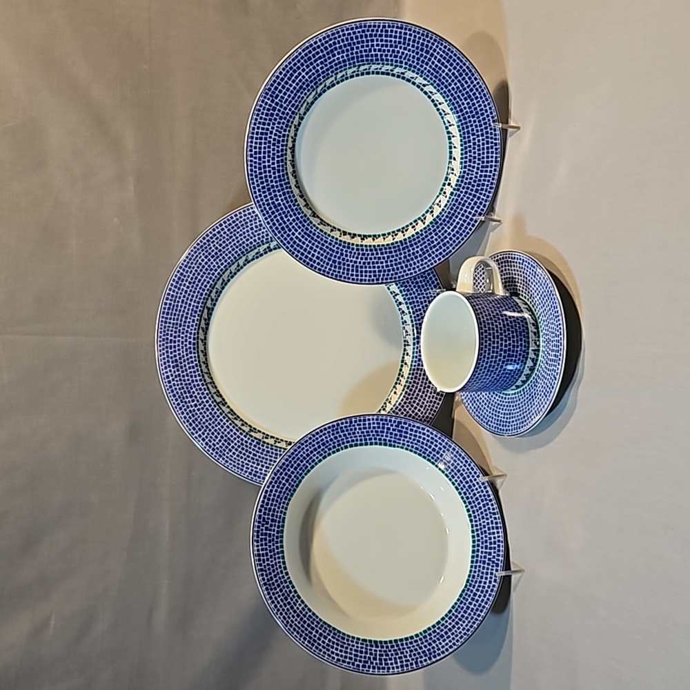 NEW Dansk Mosaic Tile Five Piece Place Setting NOS
